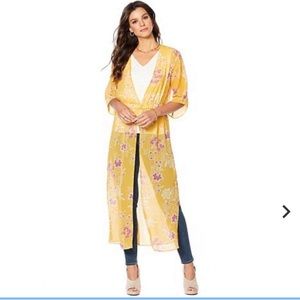 Vince Camuto Floral Getaway Chiffon Duster Kimono size XS